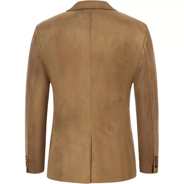 PJ PAUL JONES Mens Blazer Jacket Faux Leather Suit Jacket Casual 2 Buttons Suede Sport Blazer Coat with Pockets