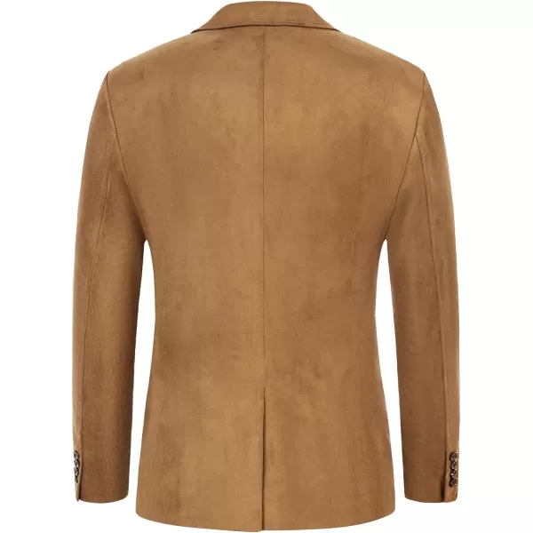 PJ PAUL JONES Mens Blazer Jacket Faux Leather Suit Jacket Casual 2 Buttons Suede Sport Blazer Coat with Pockets