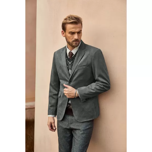 PJ PAUL JONES Mens Blazer Jacket Faux Leather Suit Jacket Casual 2 Buttons Suede Sport Blazer Coat with Pockets