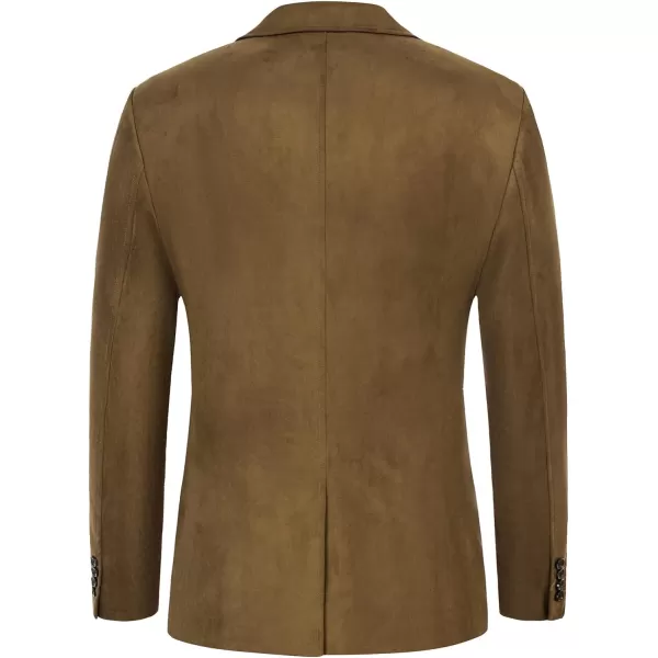 PJ PAUL JONES Mens Blazer Jacket Faux Leather Suit Jacket Casual 2 Buttons Suede Sport Blazer Coat with Pockets