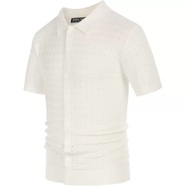 PJ PAUL JONES Mens Breathable Knitting Polo Shirts Textured Short Sleeve Golf Polo Shirts