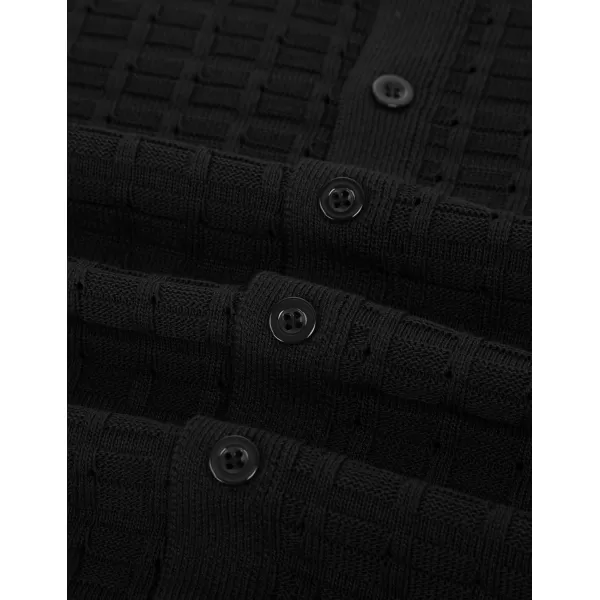 PJ PAUL JONES Mens Breathable Knitting Polo Shirts Textured Short Sleeve Golf Polo Shirts