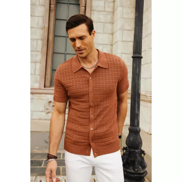 PJ PAUL JONES Mens Breathable Knitting Polo Shirts Textured Short Sleeve Golf Polo Shirts