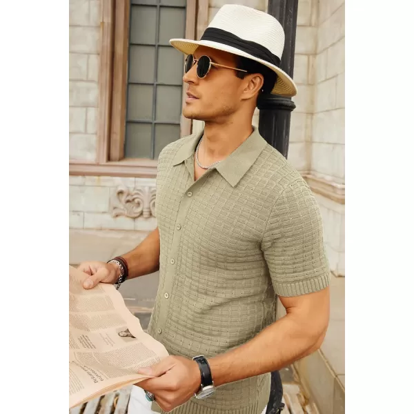 PJ PAUL JONES Mens Breathable Knitting Polo Shirts Textured Short Sleeve Golf Polo Shirts