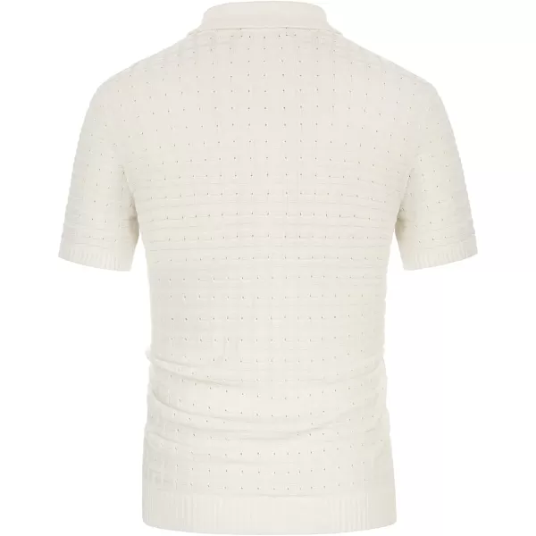PJ PAUL JONES Mens Breathable Knitting Polo Shirts Textured Short Sleeve Golf Polo Shirts