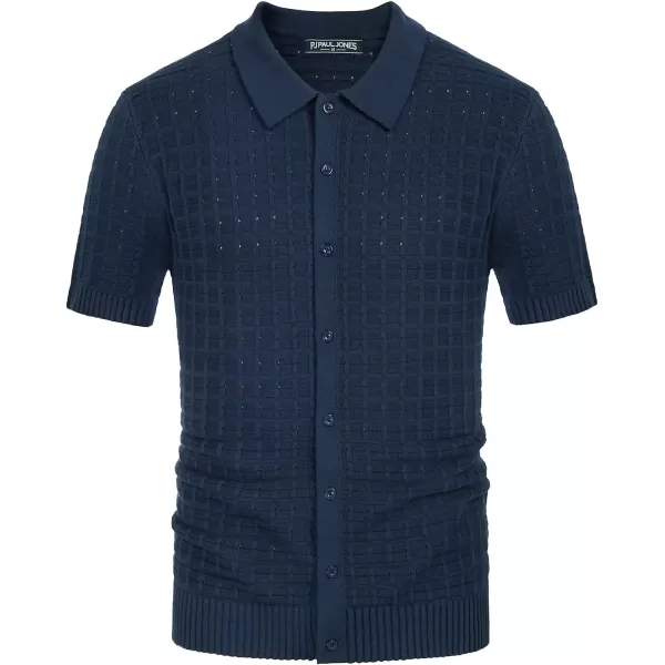 PJ PAUL JONES Mens Breathable Knitting Polo Shirts Textured Short Sleeve Golf Polo Shirts