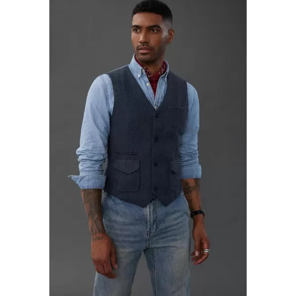 PJ PAUL JONES Men's British Herringbone Tweed Vest Casual Wool Blend Waistcoat with Pockets