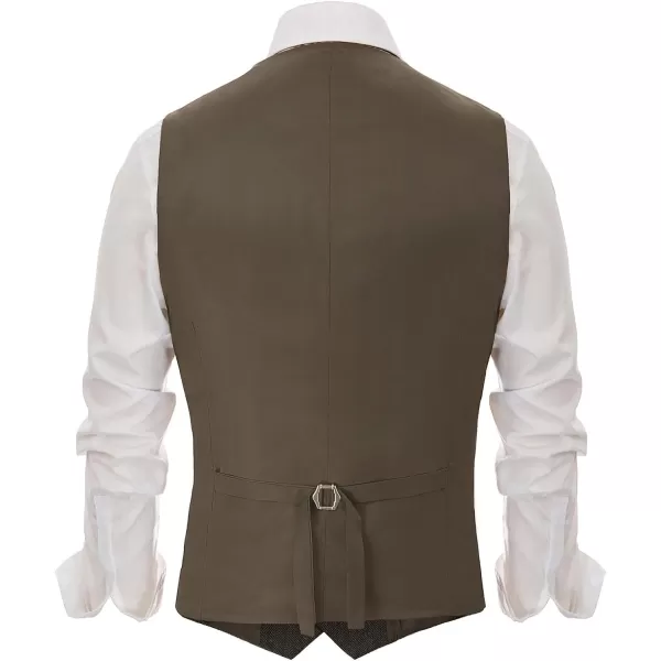 PJ PAUL JONES Men's British Herringbone Tweed Vest Casual Wool Blend Waistcoat with Pockets