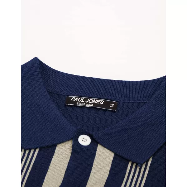 PJ PAUL JONES Mens Button Down Shirt Knitted Cardigan Sweaters Stripe Polo Shirts