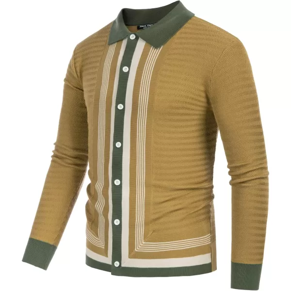 PJ PAUL JONES Mens Button Down Shirt Knitted Cardigan Sweaters Stripe Polo Shirts
