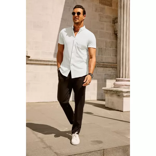 PJ PAUL JONES Men's Button Down Shirt Short Sleeve Regular Fit Casual Cotton Oxford Shirts Tops