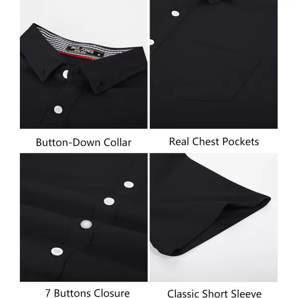 PJ PAUL JONES Men's Button Down Shirt Short Sleeve Regular Fit Casual Cotton Oxford Shirts Tops