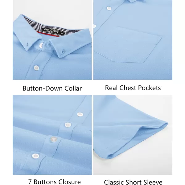 PJ PAUL JONES Men's Button Down Shirt Short Sleeve Regular Fit Casual Cotton Oxford Shirts Tops
