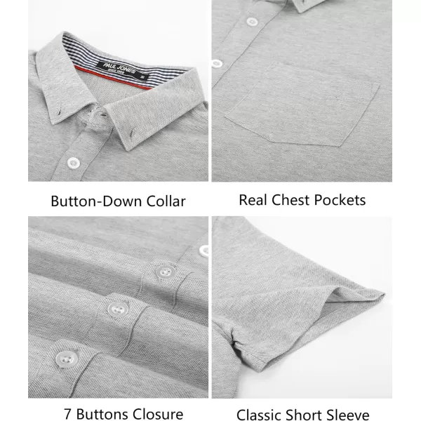 PJ PAUL JONES Men's Button Down Shirt Short Sleeve Regular Fit Casual Cotton Oxford Shirts Tops