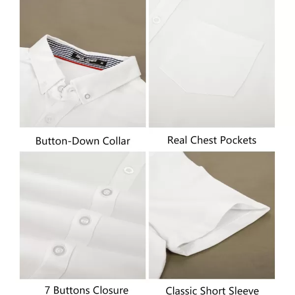 PJ PAUL JONES Men's Button Down Shirt Short Sleeve Regular Fit Casual Cotton Oxford Shirts Tops