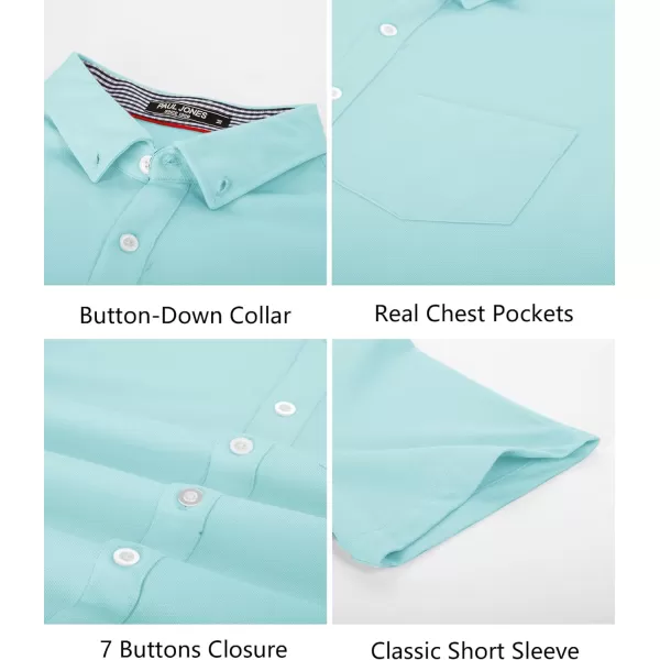 PJ PAUL JONES Men's Button Down Shirt Short Sleeve Regular Fit Casual Cotton Oxford Shirts Tops