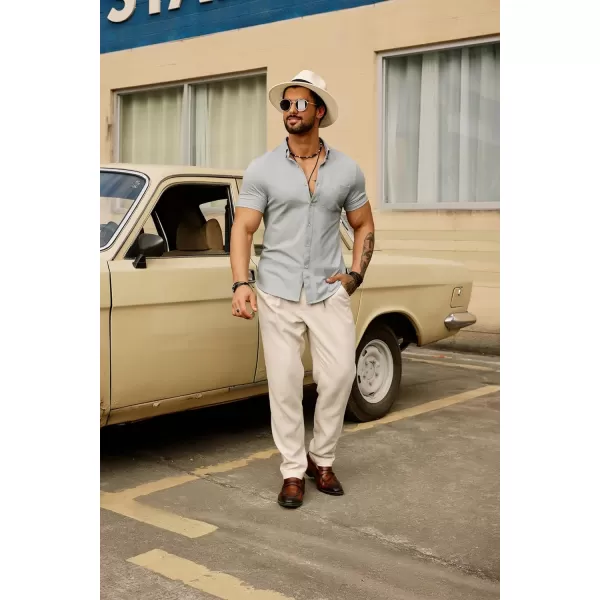 PJ PAUL JONES Men's Button Down Shirt Short Sleeve Regular Fit Casual Cotton Oxford Shirts Tops
