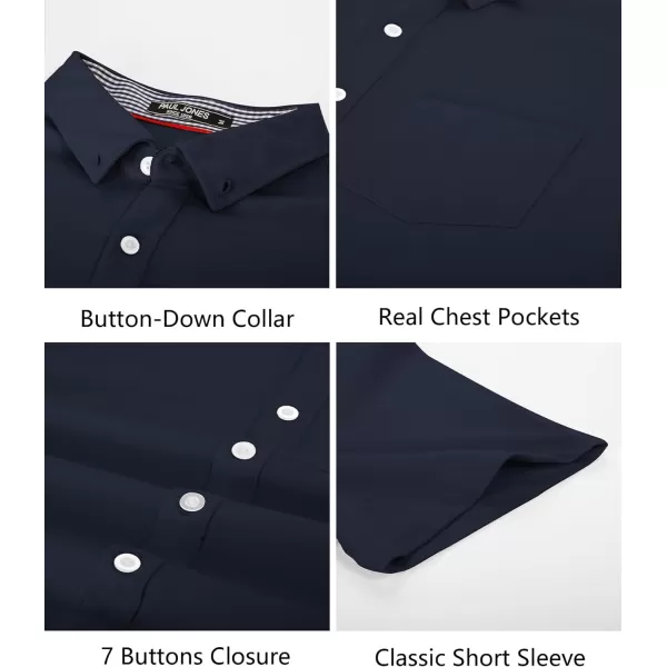 PJ PAUL JONES Men's Button Down Shirt Short Sleeve Regular Fit Casual Cotton Oxford Shirts Tops