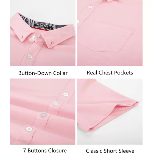 PJ PAUL JONES Men's Button Down Shirt Short Sleeve Regular Fit Casual Cotton Oxford Shirts Tops