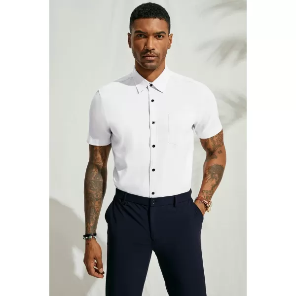 PJ PAUL JONES Mens Button Down Short Sleeve Shirt Casual Wrinkle Free Dress Shirt Summer Shirts with Pocket