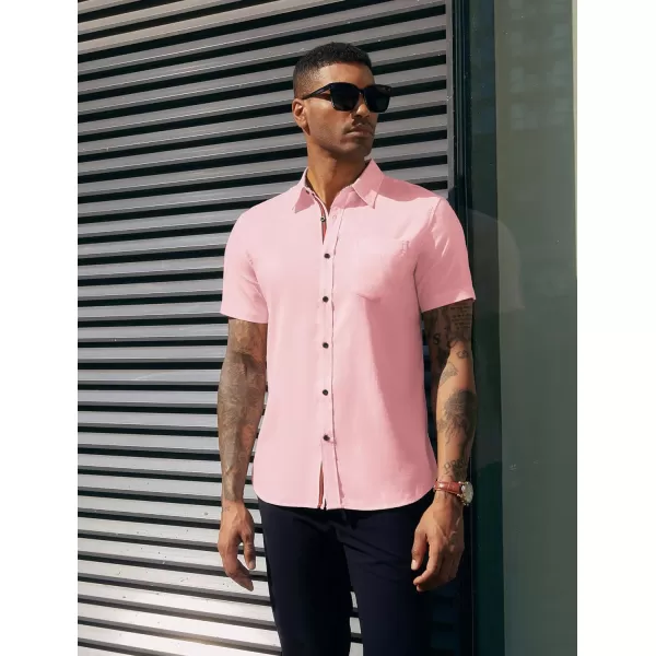 PJ PAUL JONES Mens Button Down Short Sleeve Shirt Casual Wrinkle Free Dress Shirt Summer Shirts with Pocket