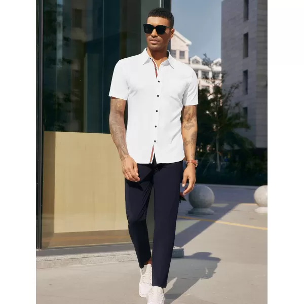PJ PAUL JONES Mens Button Down Short Sleeve Shirt Casual Wrinkle Free Dress Shirt Summer Shirts with Pocket