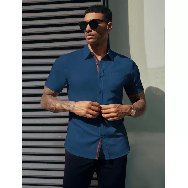 PJ PAUL JONES Mens Button Down Short Sleeve Shirt Casual Wrinkle Free Dress Shirt Summer Shirts with Pocket