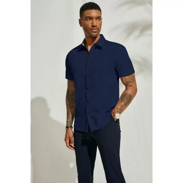 PJ PAUL JONES Mens Button Down Short Sleeve Shirt Casual Wrinkle Free Dress Shirt Summer Shirts with Pocket