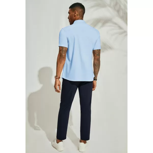 PJ PAUL JONES Mens Button Down Short Sleeve Shirt Casual Wrinkle Free Dress Shirt Summer Shirts with Pocket