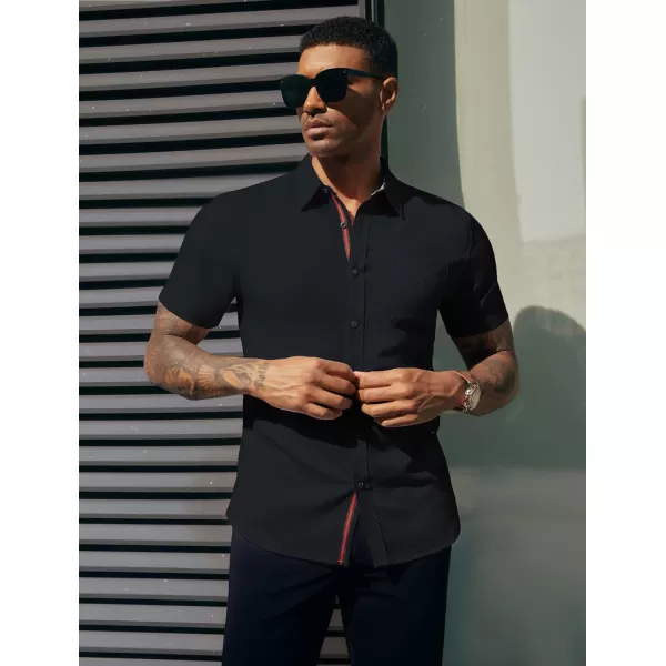 PJ PAUL JONES Mens Button Down Short Sleeve Shirt Casual Wrinkle Free Dress Shirt Summer Shirts with Pocket
