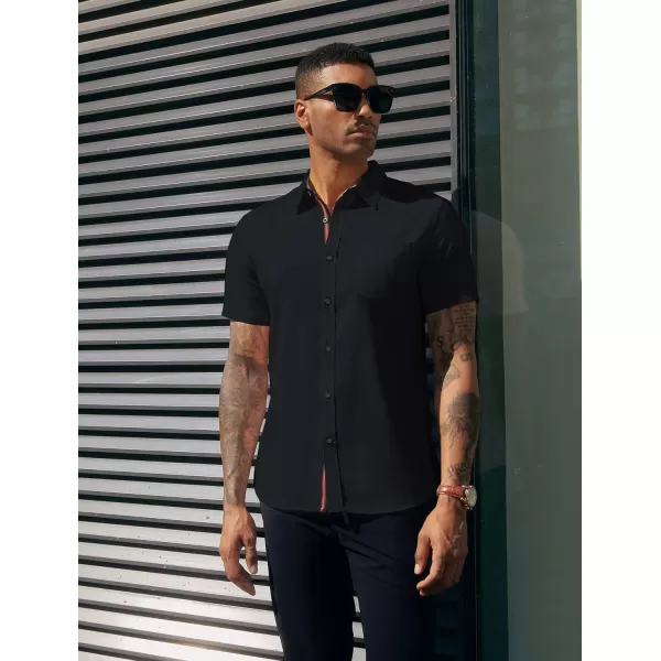 PJ PAUL JONES Mens Button Down Short Sleeve Shirt Casual Wrinkle Free Dress Shirt Summer Shirts with Pocket