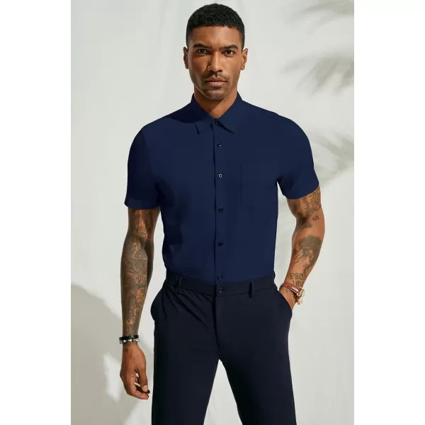 PJ PAUL JONES Mens Button Down Short Sleeve Shirt Casual Wrinkle Free Dress Shirt Summer Shirts with Pocket