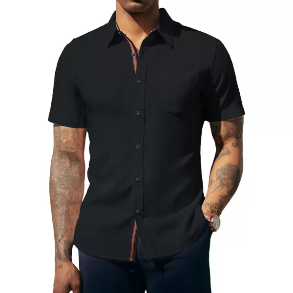 PJ PAUL JONES Mens Button Down Short Sleeve Shirt Casual Wrinkle Free Dress Shirt Summer Shirts with Pocket