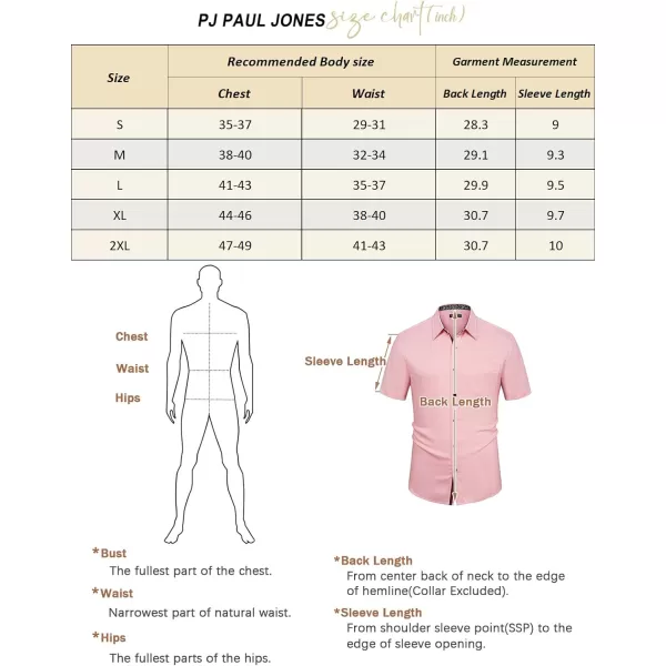 PJ PAUL JONES Mens Button Down Short Sleeve Shirt Casual Wrinkle Free Dress Shirt Summer Shirts with Pocket