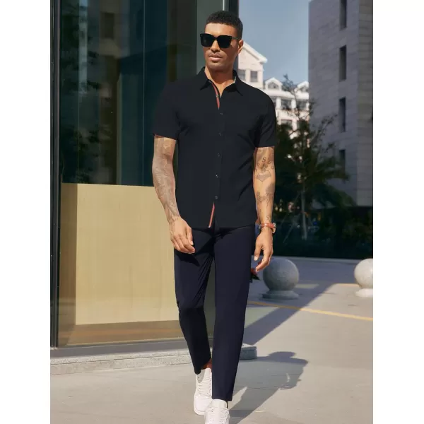 PJ PAUL JONES Mens Button Down Short Sleeve Shirt Casual Wrinkle Free Dress Shirt Summer Shirts with Pocket