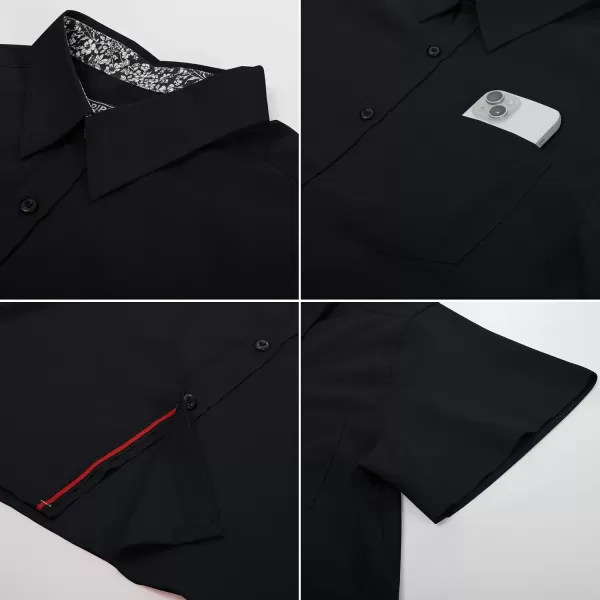 PJ PAUL JONES Mens Button Down Short Sleeve Shirt Casual Wrinkle Free Dress Shirt Summer Shirts with Pocket