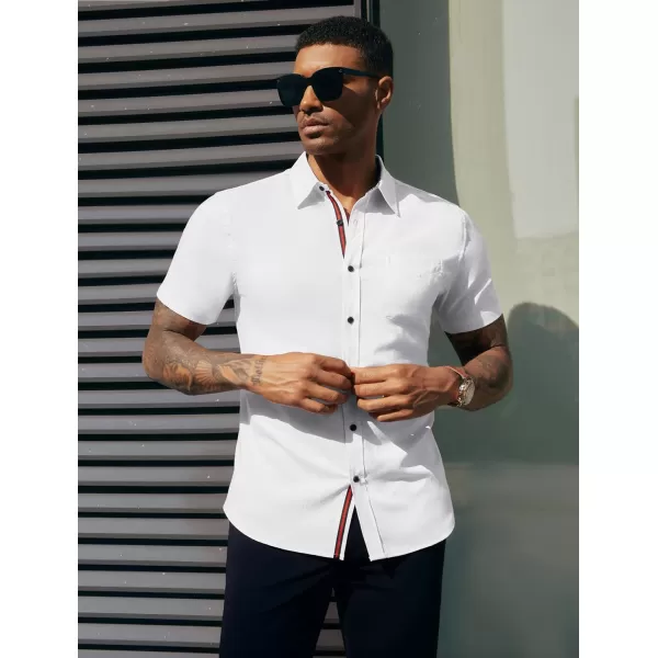 PJ PAUL JONES Mens Button Down Short Sleeve Shirt Casual Wrinkle Free Dress Shirt Summer Shirts with Pocket