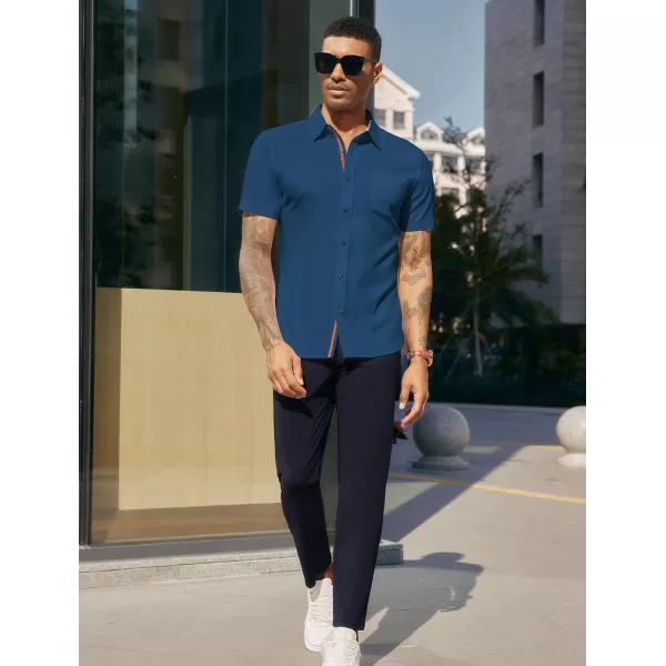 PJ PAUL JONES Mens Button Down Short Sleeve Shirt Casual Wrinkle Free Dress Shirt Summer Shirts with Pocket