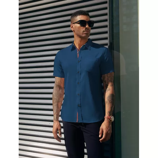 PJ PAUL JONES Mens Button Down Short Sleeve Shirt Casual Wrinkle Free Dress Shirt Summer Shirts with Pocket