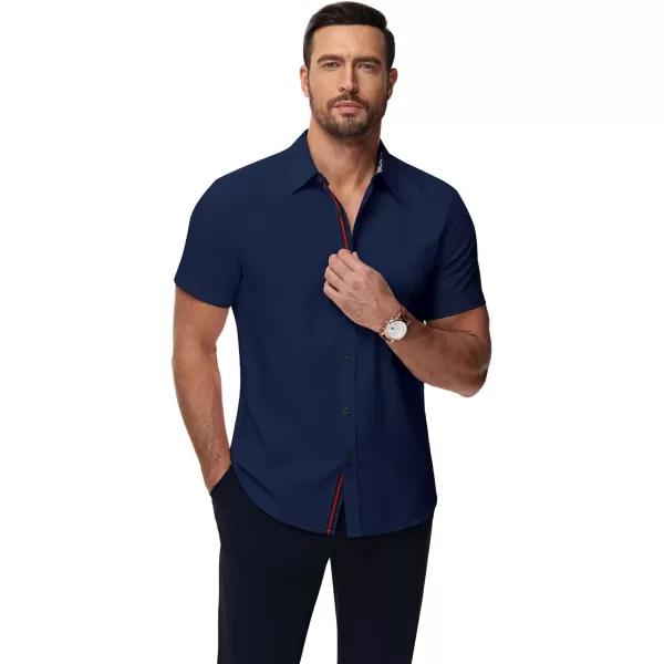 PJ PAUL JONES Mens Button Down Short Sleeve Shirt Casual Wrinkle Free Dress Shirt Summer Shirts with Pocket