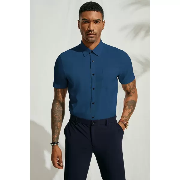 PJ PAUL JONES Mens Button Down Short Sleeve Shirt Casual Wrinkle Free Dress Shirt Summer Shirts with Pocket