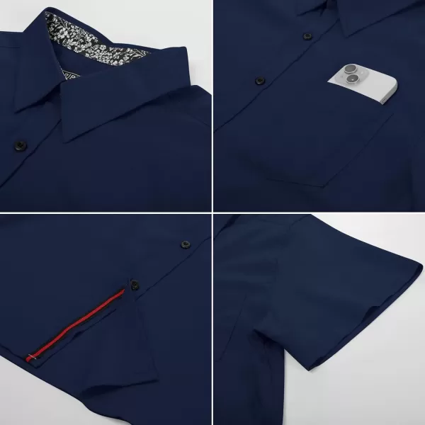 PJ PAUL JONES Mens Button Down Short Sleeve Shirt Casual Wrinkle Free Dress Shirt Summer Shirts with Pocket