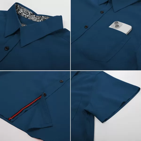 PJ PAUL JONES Mens Button Down Short Sleeve Shirt Casual Wrinkle Free Dress Shirt Summer Shirts with Pocket