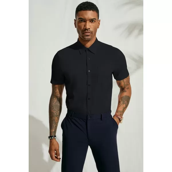 PJ PAUL JONES Mens Button Down Short Sleeve Shirt Casual Wrinkle Free Dress Shirt Summer Shirts with Pocket