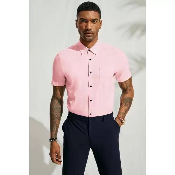 PJ PAUL JONES Mens Button Down Short Sleeve Shirt Casual Wrinkle Free Dress Shirt Summer Shirts with Pocket