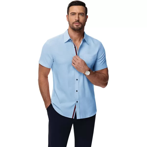PJ PAUL JONES Mens Button Down Short Sleeve Shirt Casual Wrinkle Free Dress Shirt Summer Shirts with Pocket