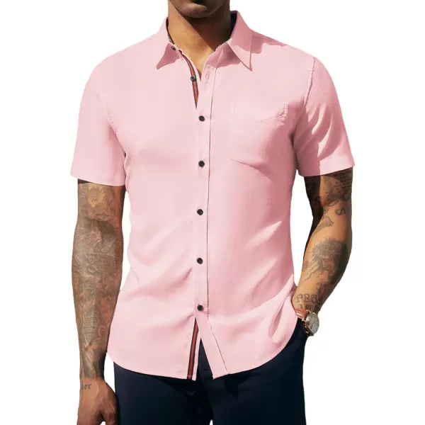 PJ PAUL JONES Mens Button Down Short Sleeve Shirt Casual Wrinkle Free Dress Shirt Summer Shirts with Pocket