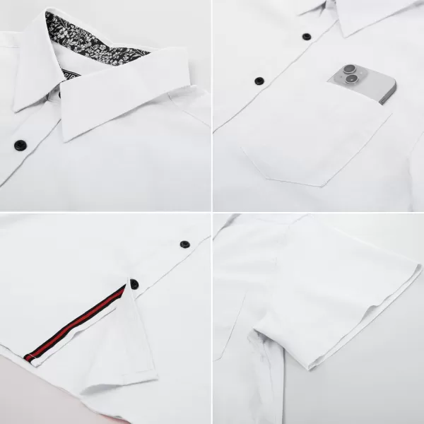 PJ PAUL JONES Mens Button Down Short Sleeve Shirt Casual Wrinkle Free Dress Shirt Summer Shirts with Pocket