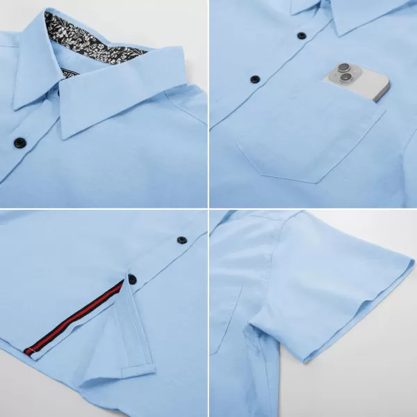 PJ PAUL JONES Mens Button Down Short Sleeve Shirt Casual Wrinkle Free Dress Shirt Summer Shirts with Pocket