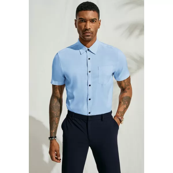 PJ PAUL JONES Mens Button Down Short Sleeve Shirt Casual Wrinkle Free Dress Shirt Summer Shirts with Pocket